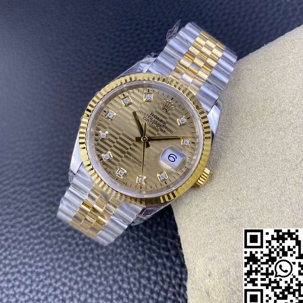 Rolex Motif Silver Dial M126233 Tone 36MM Datejust Diamond Hourmarker Factory Two VS 0410